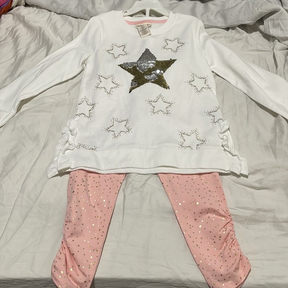 Cynthia Rowley 5/6 pink gold fleck white sequined sweatshop stars metallic nwt